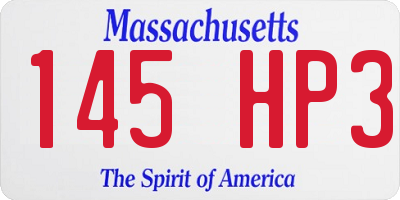 MA license plate 145HP3