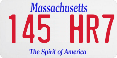 MA license plate 145HR7