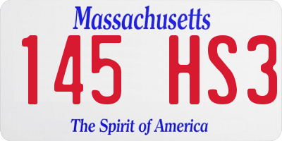 MA license plate 145HS3