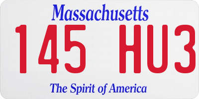 MA license plate 145HU3
