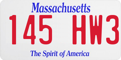 MA license plate 145HW3