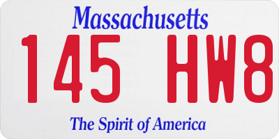 MA license plate 145HW8
