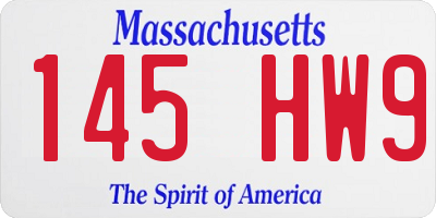 MA license plate 145HW9