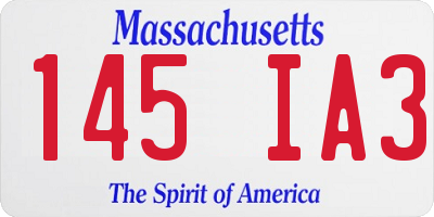 MA license plate 145IA3
