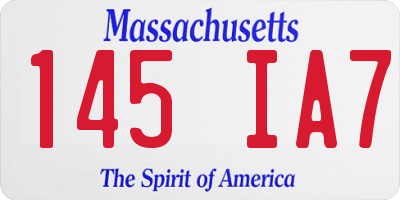 MA license plate 145IA7