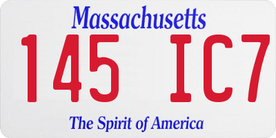 MA license plate 145IC7