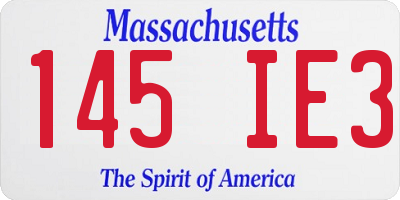 MA license plate 145IE3