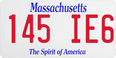 MA license plate 145IE6