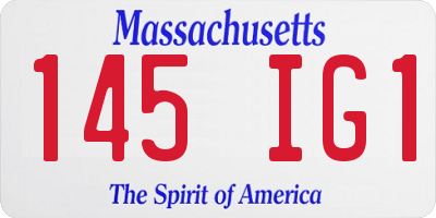 MA license plate 145IG1