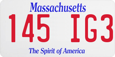 MA license plate 145IG3