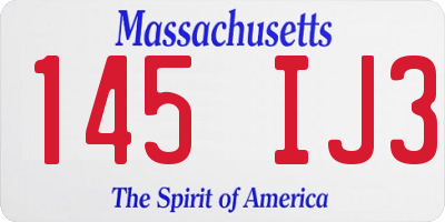 MA license plate 145IJ3