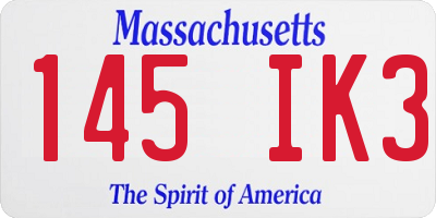 MA license plate 145IK3