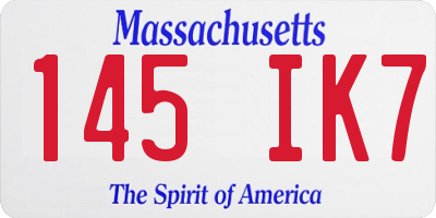 MA license plate 145IK7