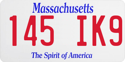MA license plate 145IK9