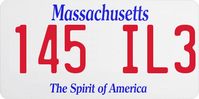 MA license plate 145IL3