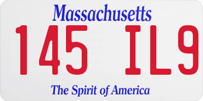 MA license plate 145IL9