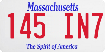 MA license plate 145IN7