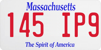 MA license plate 145IP9