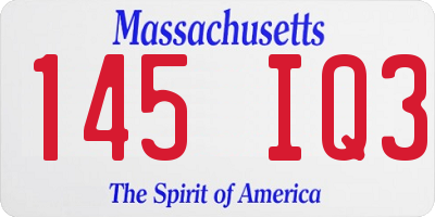 MA license plate 145IQ3