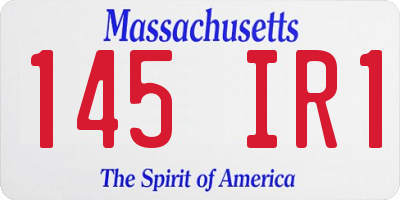 MA license plate 145IR1