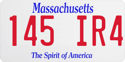 MA license plate 145IR4