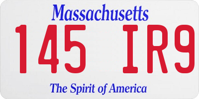 MA license plate 145IR9
