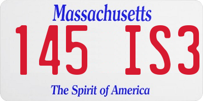 MA license plate 145IS3
