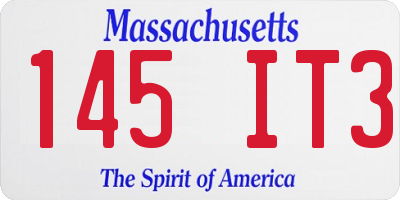 MA license plate 145IT3
