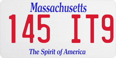 MA license plate 145IT9
