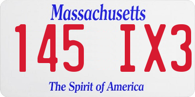 MA license plate 145IX3