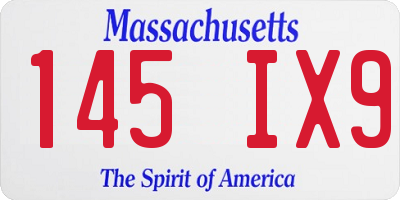 MA license plate 145IX9