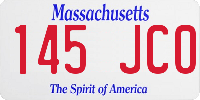 MA license plate 145JC0