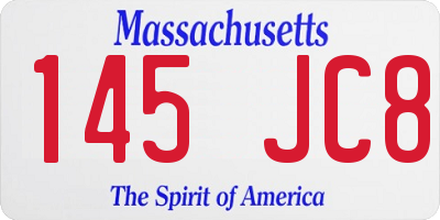 MA license plate 145JC8