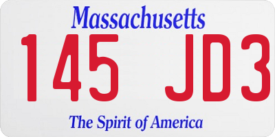 MA license plate 145JD3