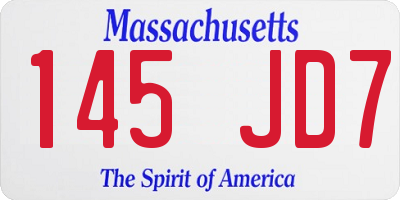 MA license plate 145JD7