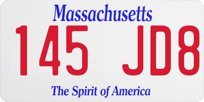 MA license plate 145JD8