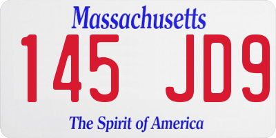 MA license plate 145JD9