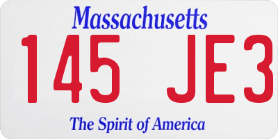 MA license plate 145JE3