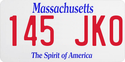MA license plate 145JK0