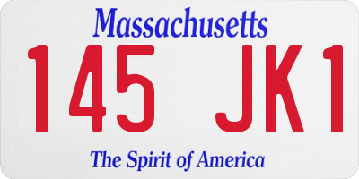 MA license plate 145JK1