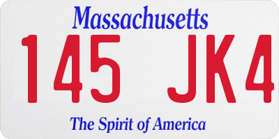 MA license plate 145JK4