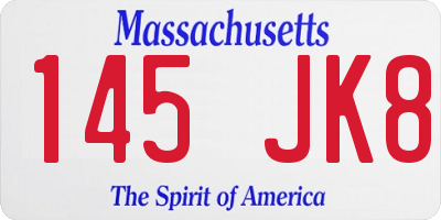 MA license plate 145JK8