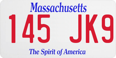 MA license plate 145JK9