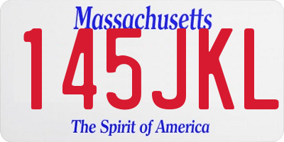 MA license plate 145JKL