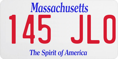 MA license plate 145JL0