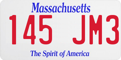 MA license plate 145JM3