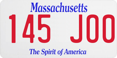 MA license plate 145JO0