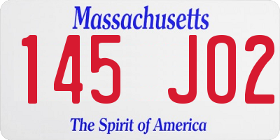 MA license plate 145JO2