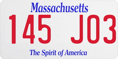 MA license plate 145JO3