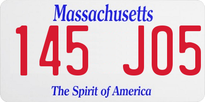 MA license plate 145JO5
